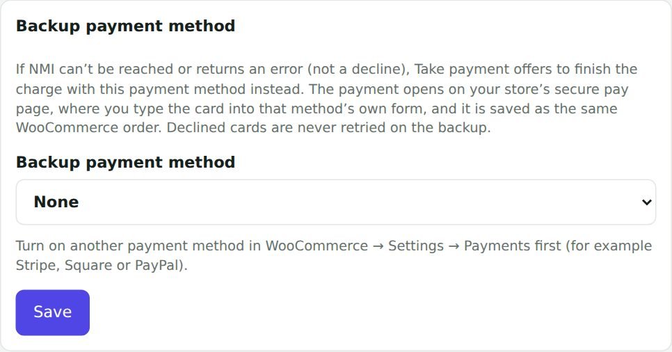 Backup payment method