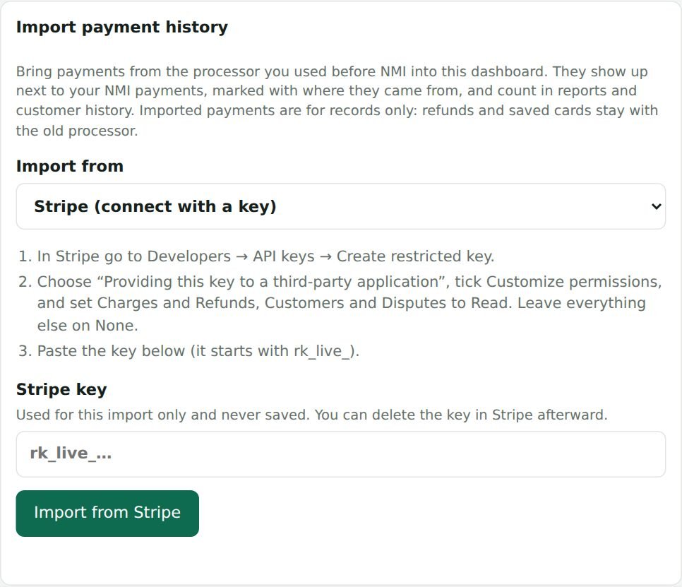 Import your payment history