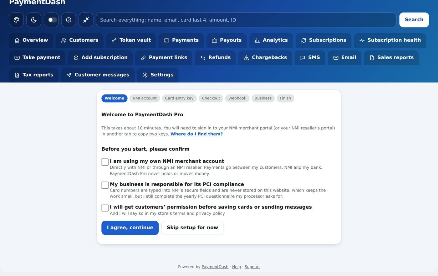 Setup assistant, guide and tour