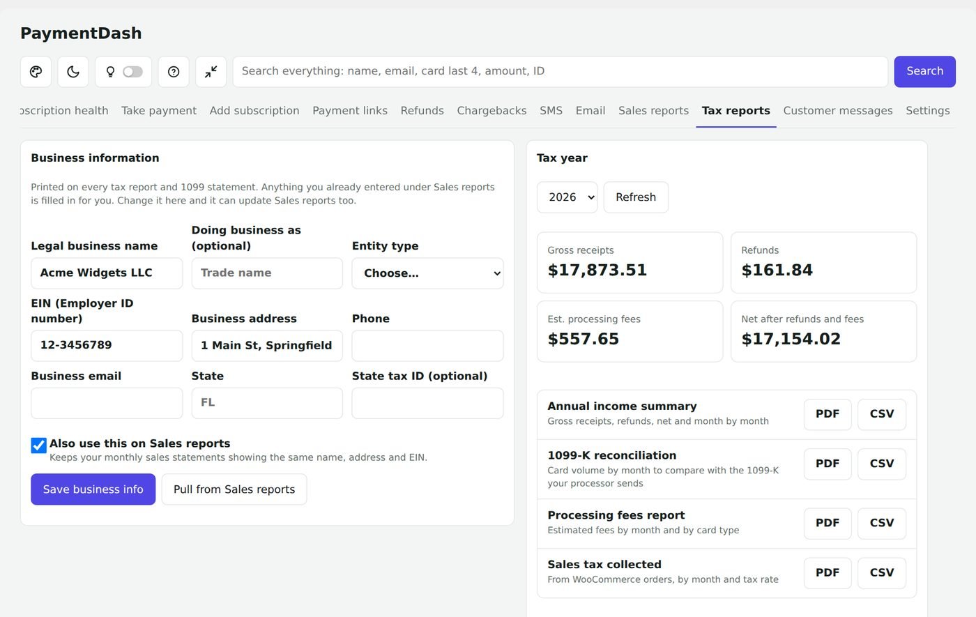 Tax reports