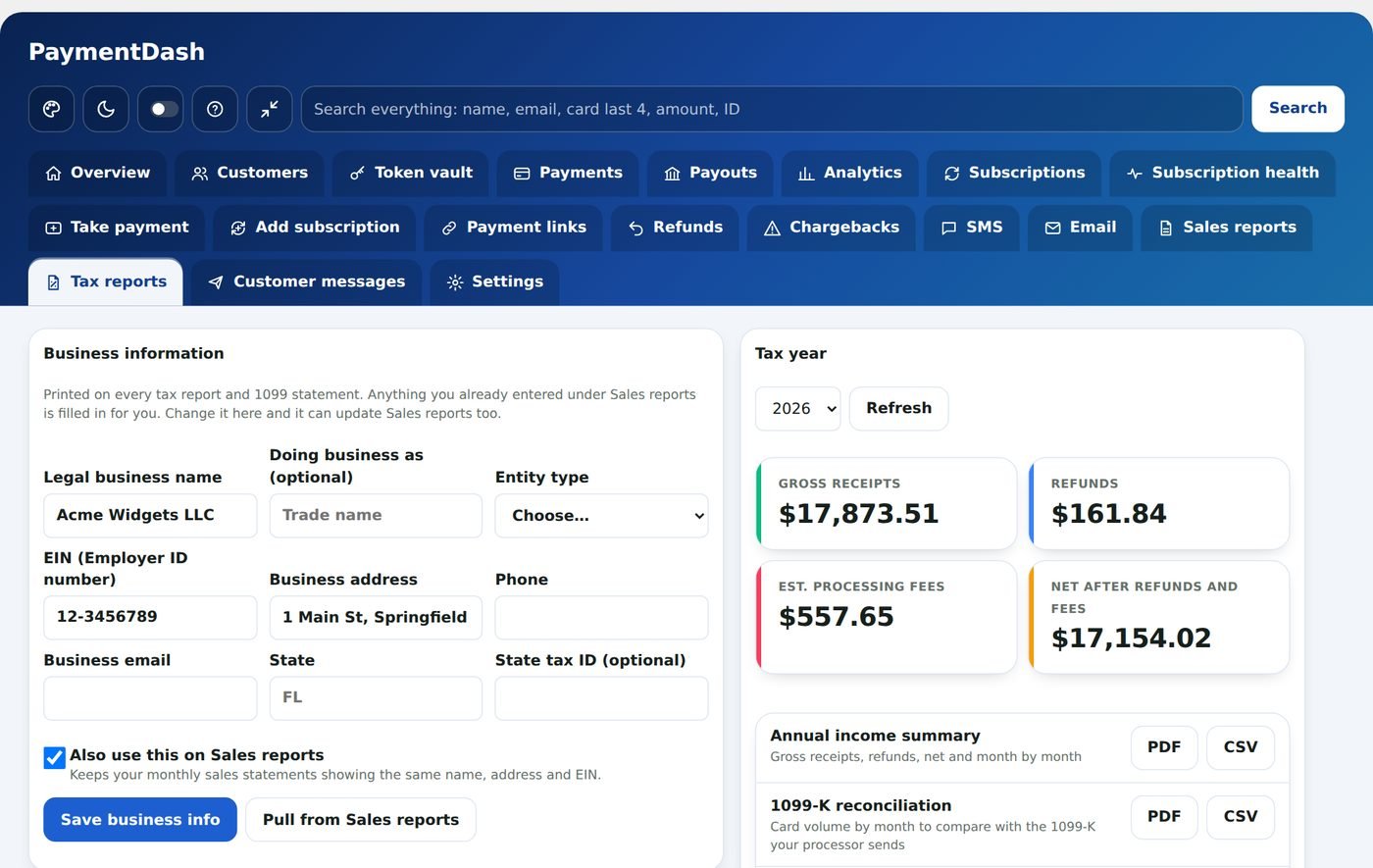 Tax reports